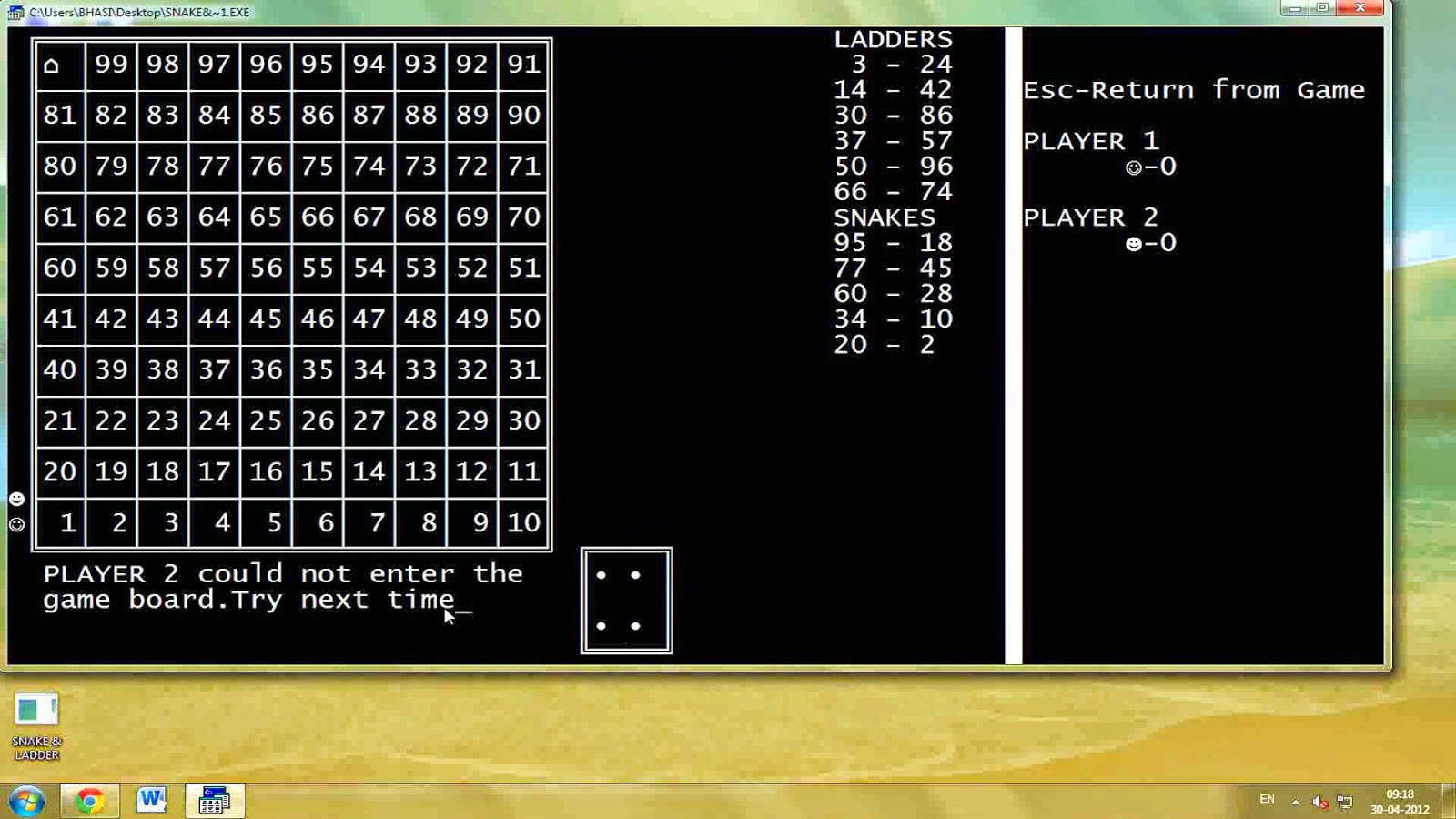 Snake and Ladder in C++